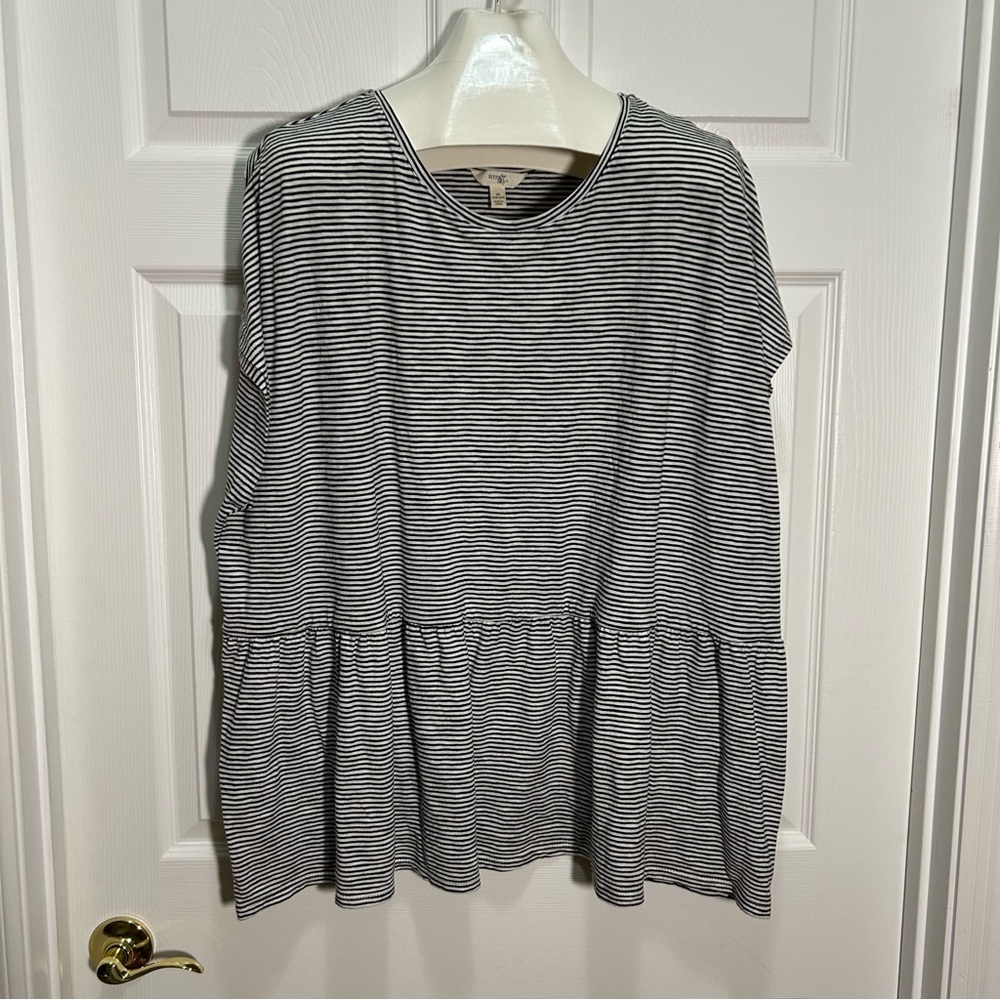 Terra & Sky Striped Babydoll Relaxed Top